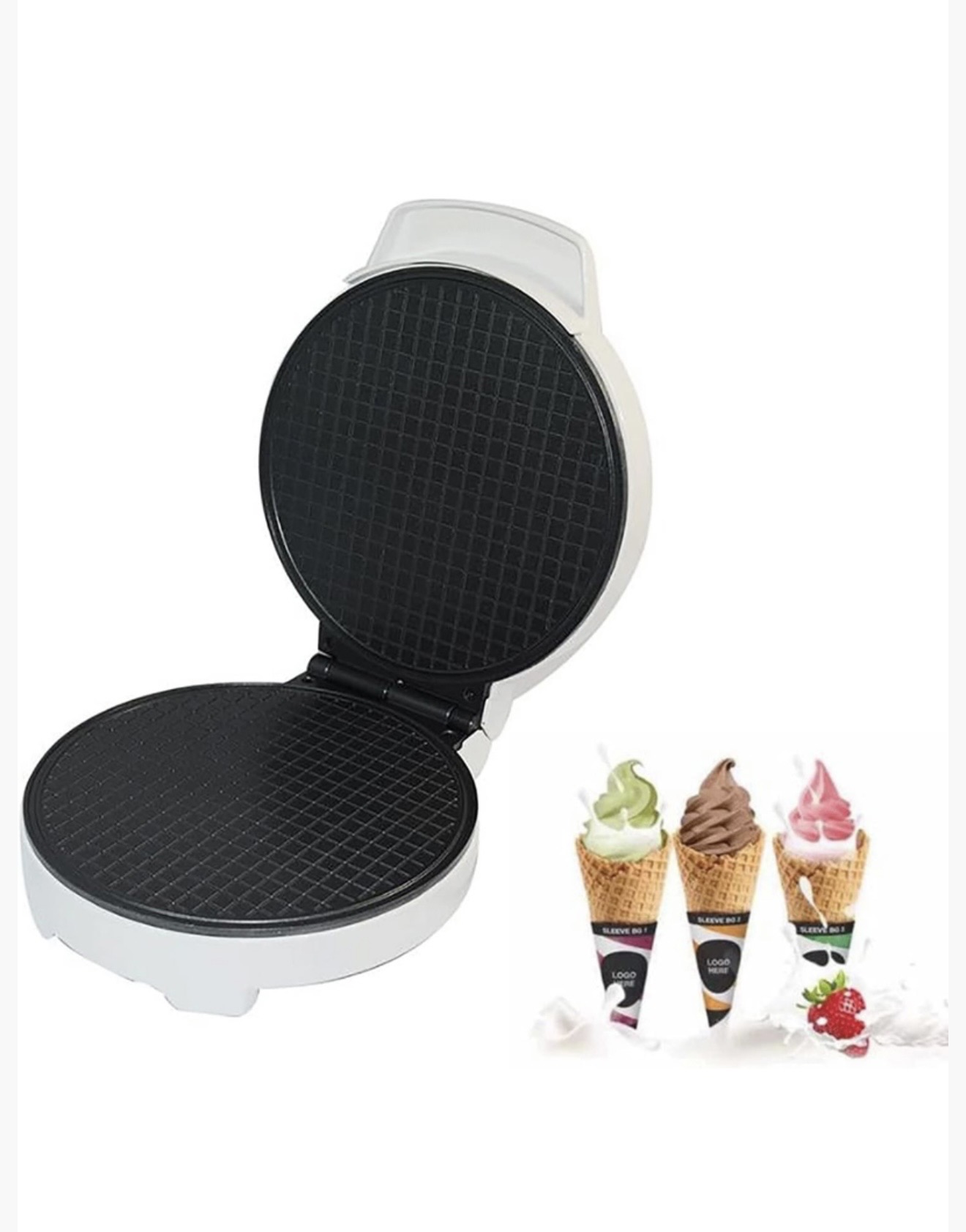 1000W Electric Waffle Maker - 5-Heart Shape Nonstick Baking Machine with Automatic Thermostat, LED Indicators & Cool-Touch Handle - (D20 x H9)cm / (D7.9 x H3.5)inch