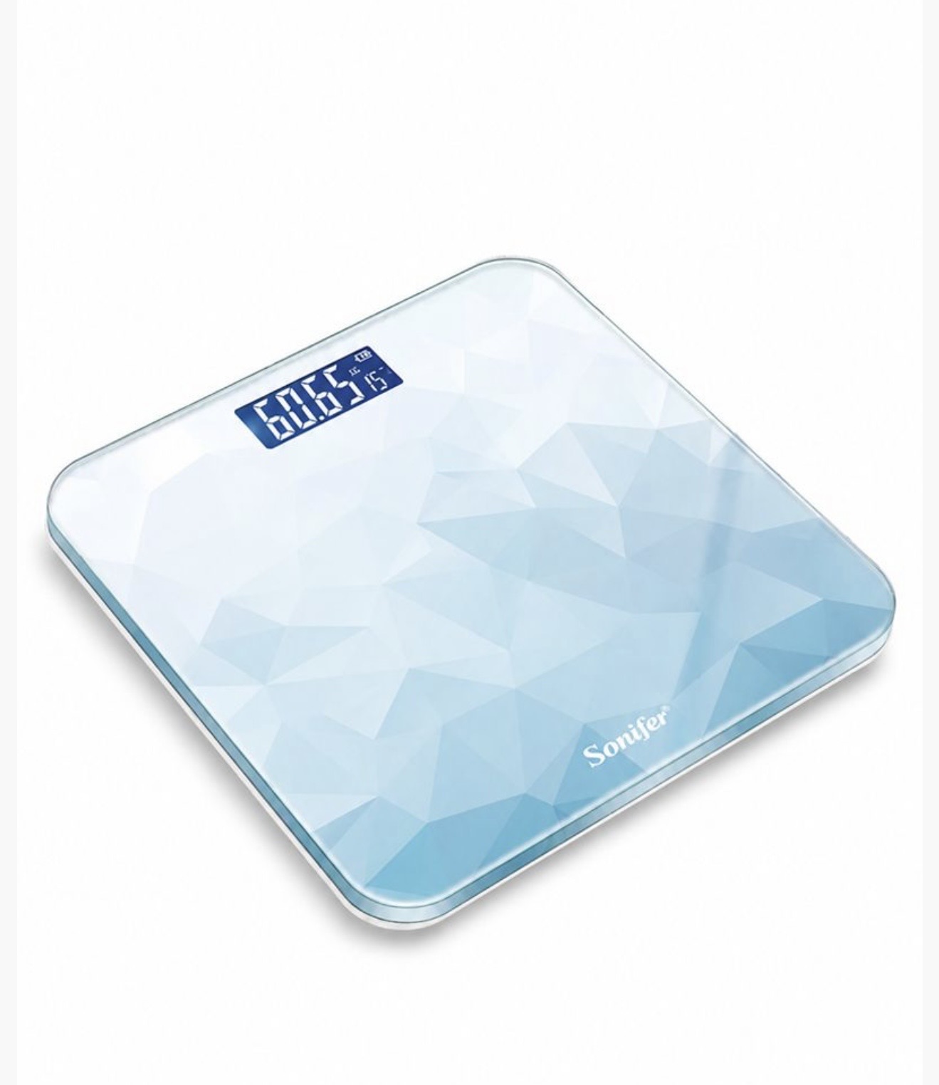 Digital Body Weight Scale 180kg Capacity, Tempered Glass Platform, High-Precision Sensor, LCD Display (W26 x D26)cm / (W10.2 x D10.2)inch - Blue