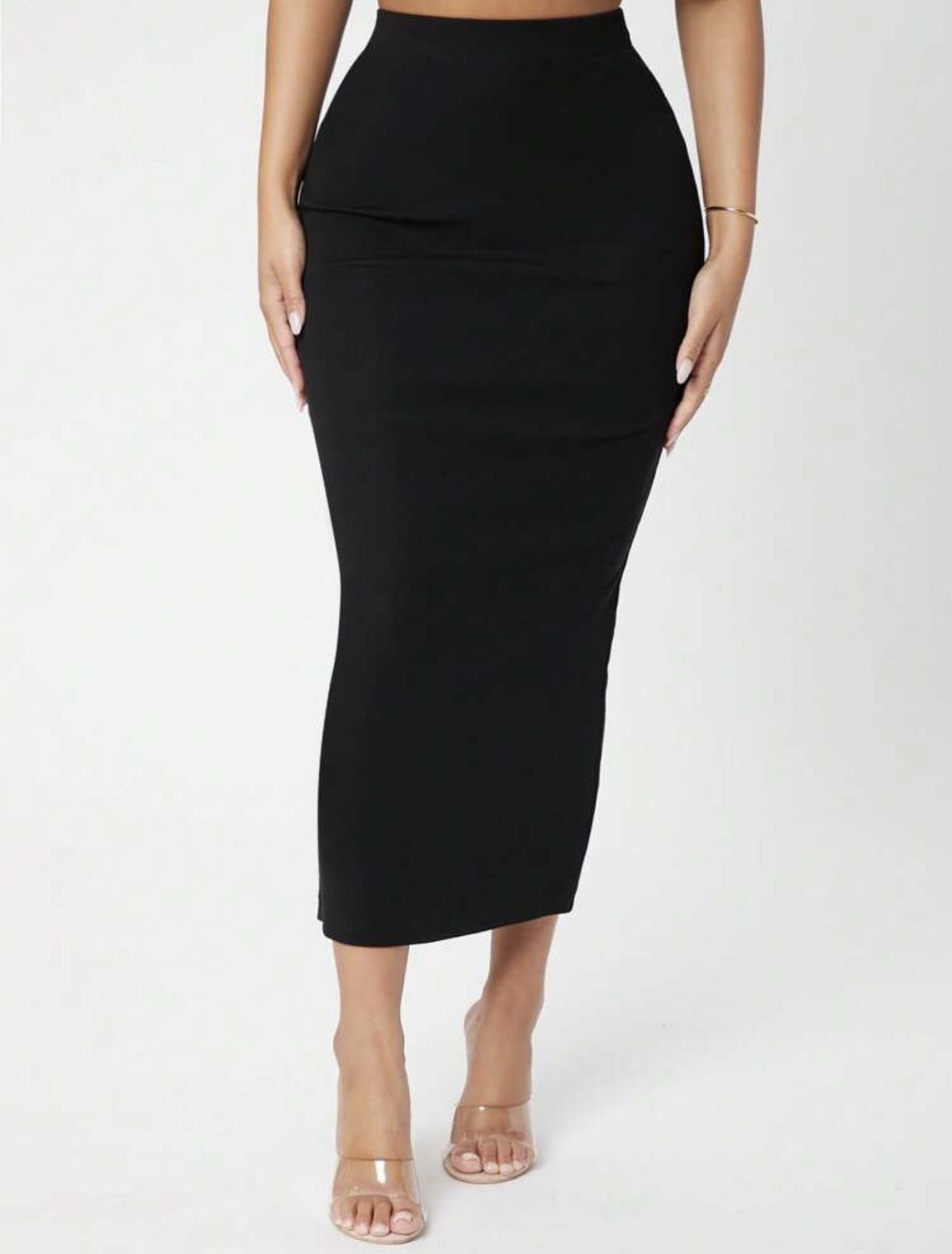 Black Medi Pencil Skirt